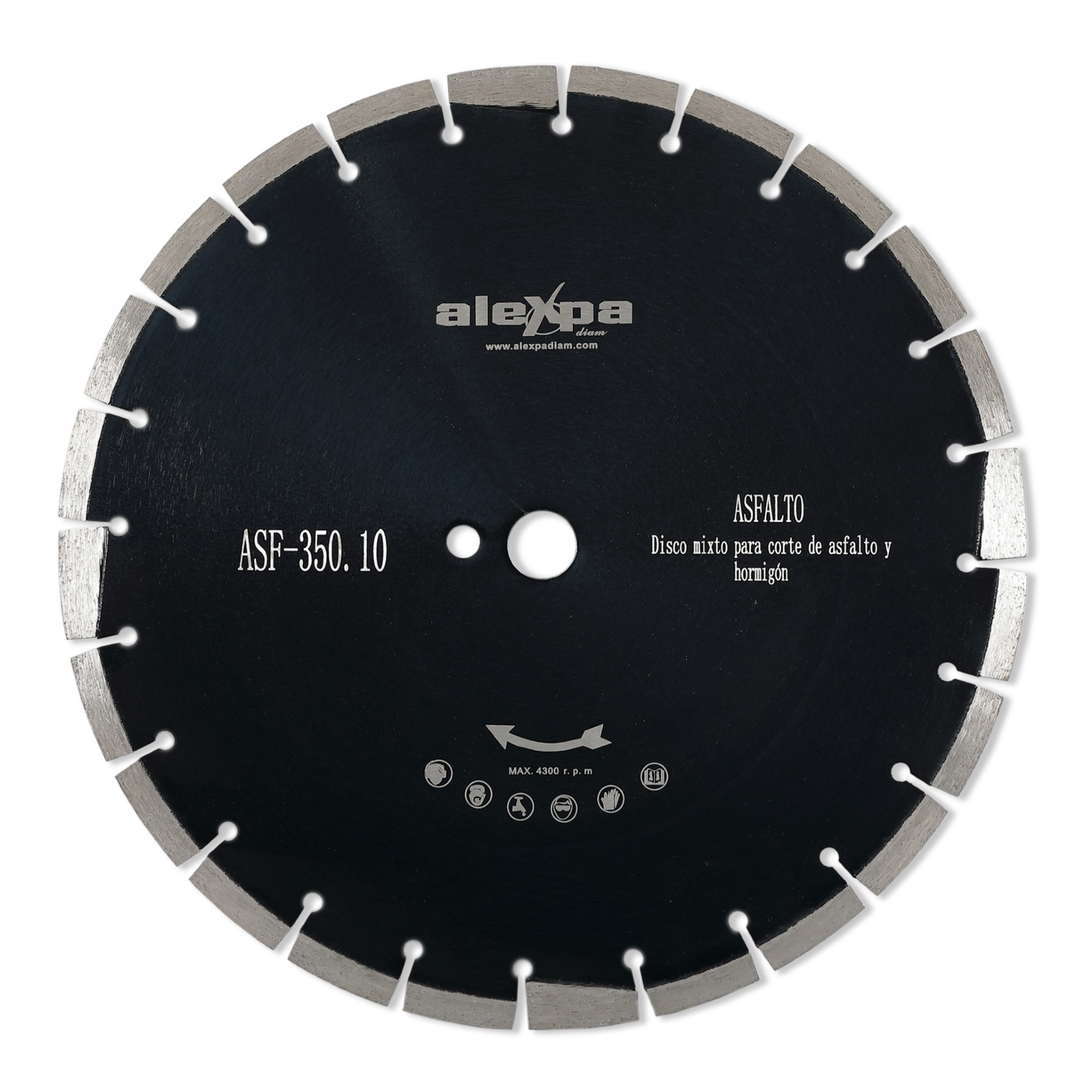 DISCO DE CORTE ASFALTO/HORMIGÓN CORTADORA DE SUELO - 350.10mm - Alexpa Diam